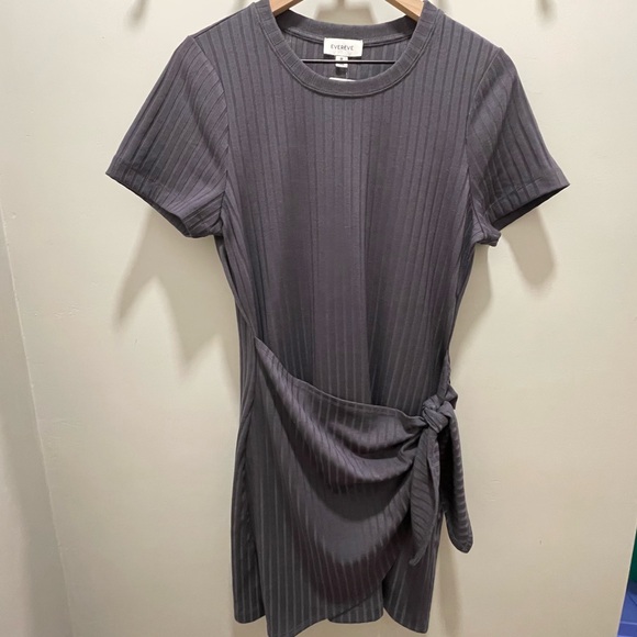 NWT Evereve Women's Teagan Knotted Dress Oxide Ribbed Wrap Dress - size M - Picture 3 of 7